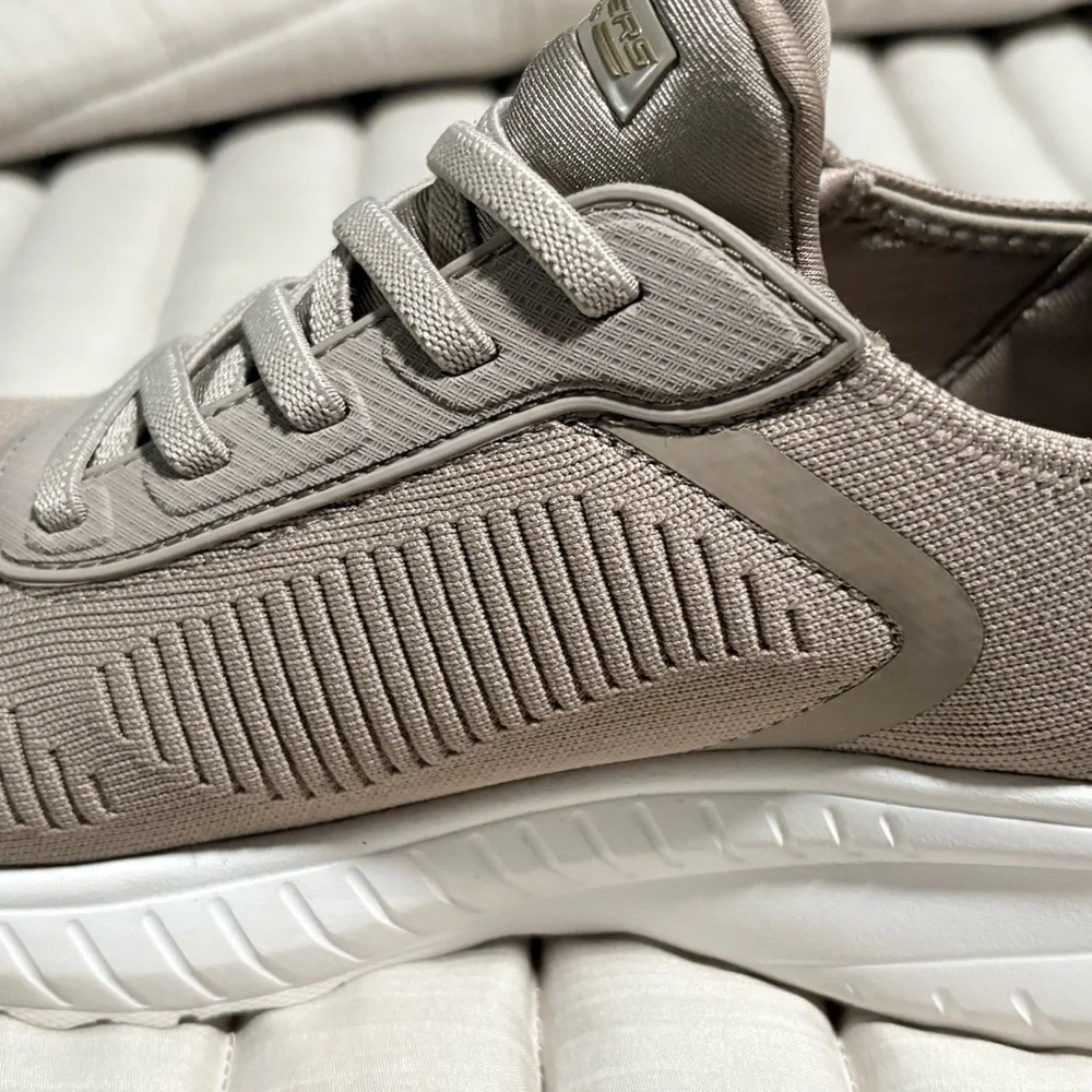 Skechers BOBS Taupe Knit Sneakers - Picture 7 of 9